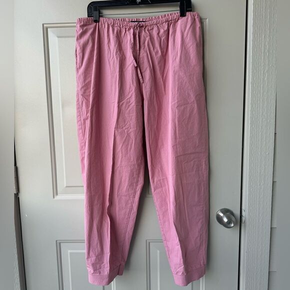 The J. Peterman Company Women’s Wide Leg Jogger Pants XL Dusty Rose Cropped Boho - Picture 1 of 5